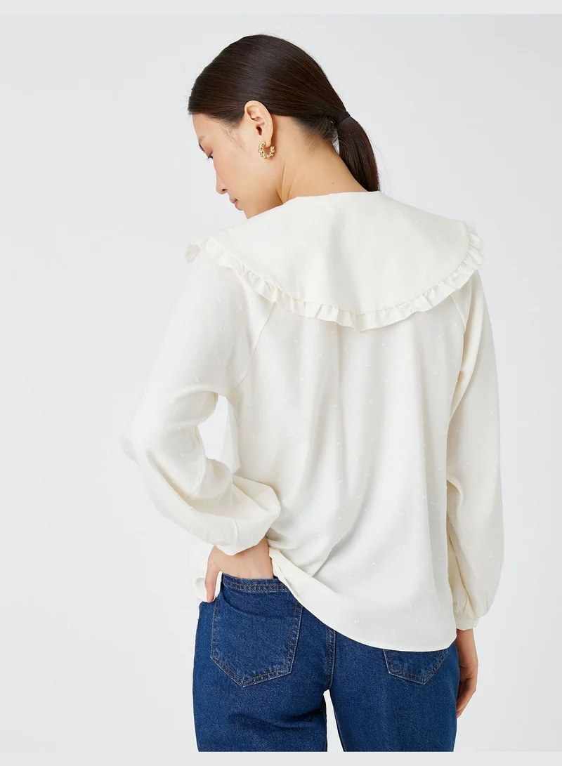 KOTON Wide Peter Pan Neck Long Puff Sleeve Shirt