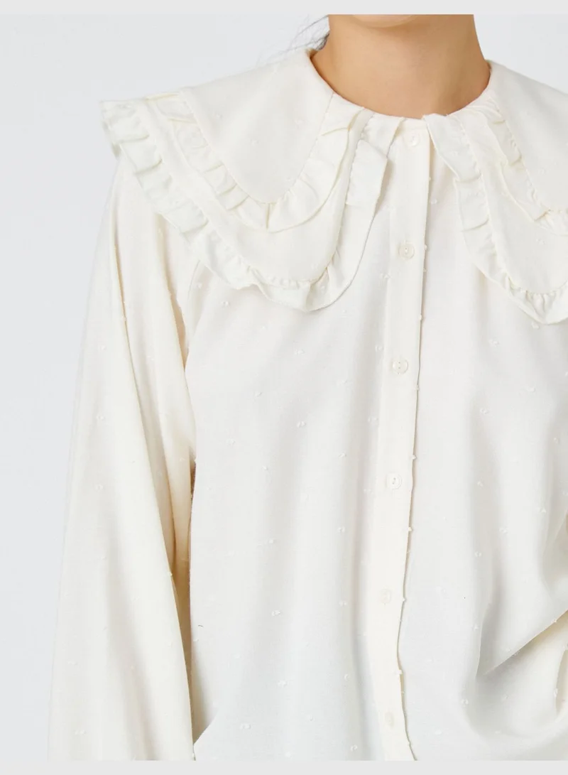 KOTON Wide Peter Pan Neck Long Puff Sleeve Shirt