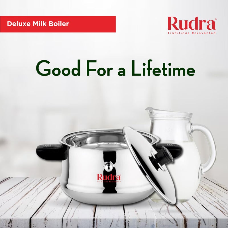 RUDRA Rudra Stainless Steel Deluxe Milk Boiler (1 LTR) | Spill-Proof | 202 SS Grade | Induction & Gas Compatible | Burn-Free & Rust-Resistant | Ideal for Milk, Tea, Coffee, Soups & More | Sturdy Handle  - Image 4