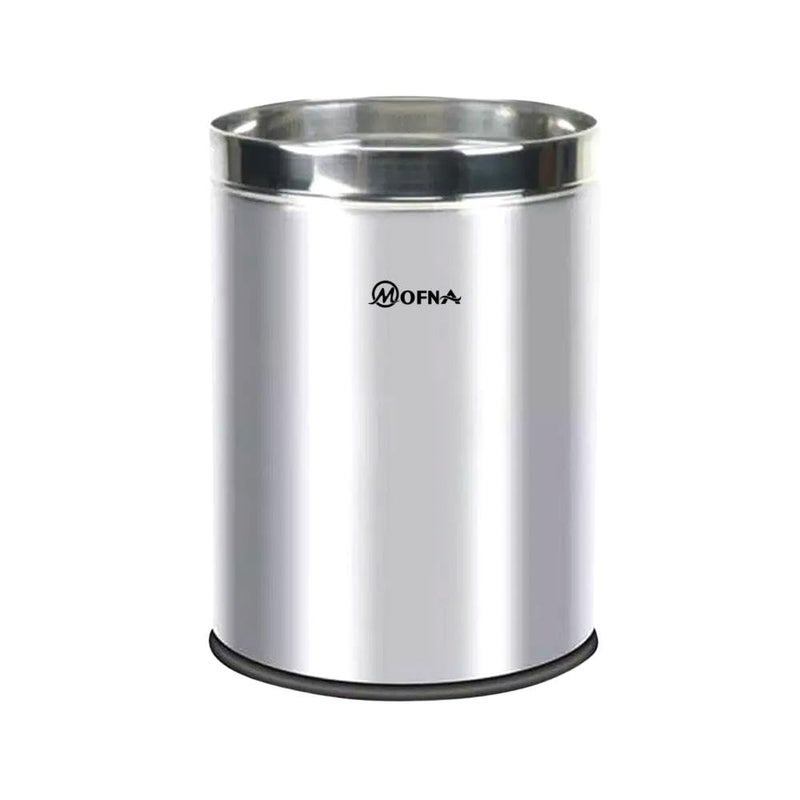 mofna Stainless Steel Open Type Solid Dustbin Without Lid - Recycle Bin, Trash Can, Paper Bin - Modern and Durable Waste Management Solution (Silver, 8x12 Inch, 10 Liter) - Image 1