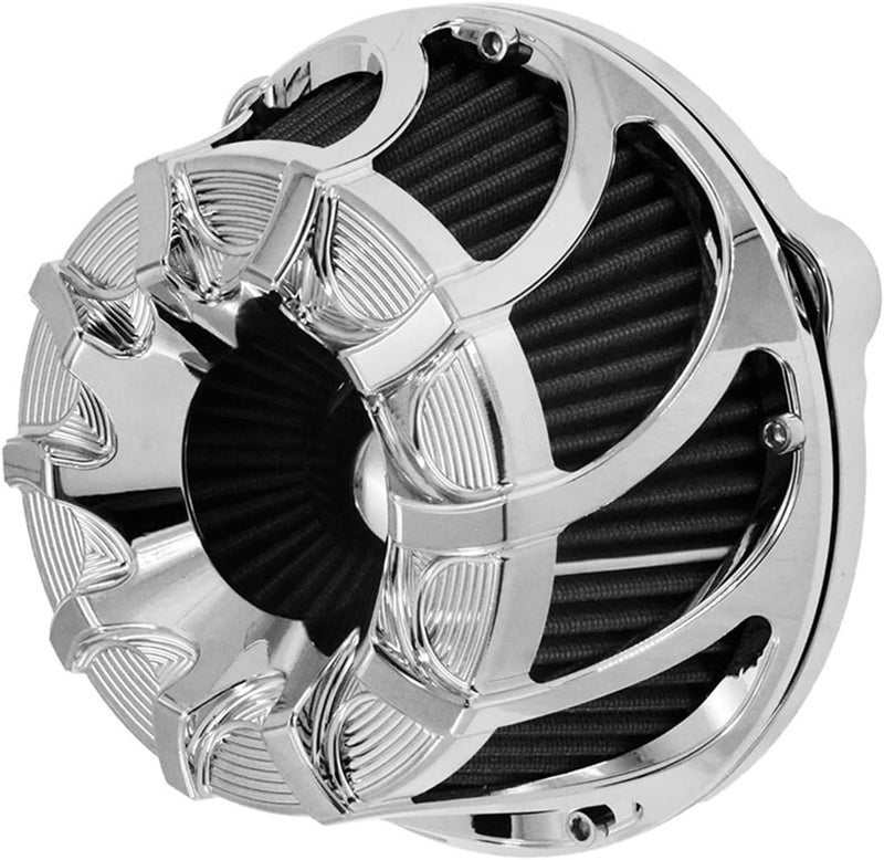 DEMULAX Chrome Air Cleaner Filter for Harley Motorcycles - Image 1