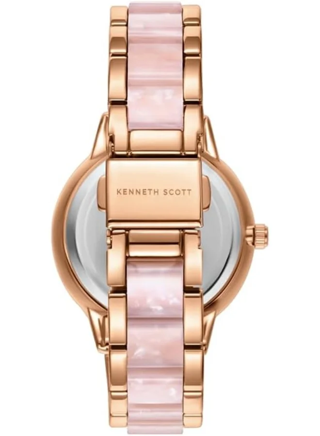 KENNETH SCOTT Kenneth Scott Women's PC21J Movement Watch, Analog Display and Alloy and Acetate Plastic Strap - K24503-RCPM, Mop