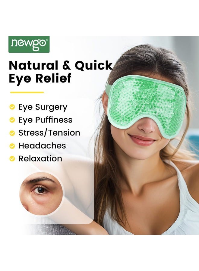 NEWGO Cooling Eye Mask for Puffy Eyes, Cold Eye Mask Eye Ice Pack for After Eyes Surgery, Tension Stress Relief, Itchy Eyes, Headaches, Dark Circles - Green - Image 2