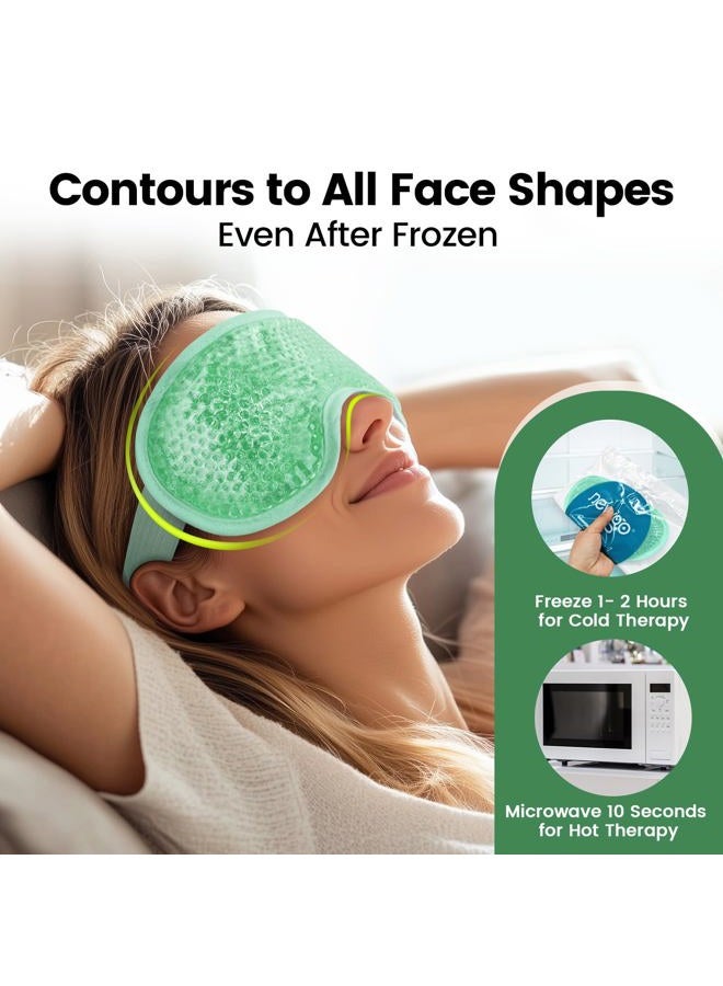 NEWGO Cooling Eye Mask for Puffy Eyes, Cold Eye Mask Eye Ice Pack for After Eyes Surgery, Tension Stress Relief, Itchy Eyes, Headaches, Dark Circles - Green - Image 4