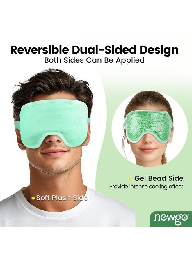 NEWGO Cooling Eye Mask for Puffy Eyes, Cold Eye Mask Eye Ice Pack for After Eyes Surgery, Tension Stress Relief, Itchy Eyes, Headaches, Dark Circles - Green - Image 3