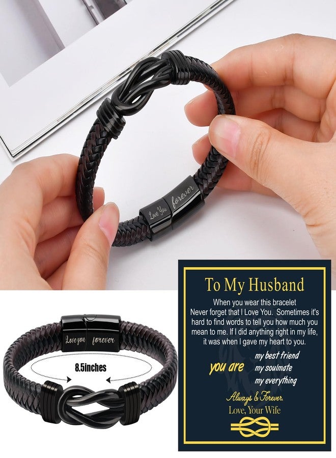 Inngeroo Fathers Day Dad Gifts from Wife Valentines Gifts for Him Boyfriend Men Husband Mens Bracelet Valentine's Bracelets for Men Anniversary Romantic, 8.5inches, no gemstone - Image 4