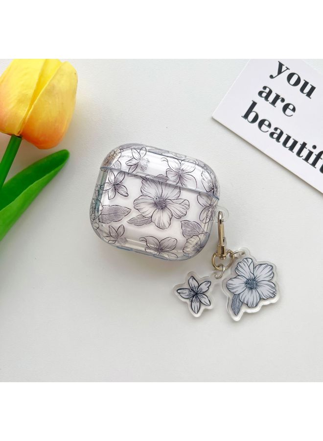 Loquat High Transparent Floral Bluetooth Earphone Case Compatible With For AppleAirpods 1/2 3 Pro Pro2 Protective Cover Soft Shell TPU Material-Model:Airpods4  - Image 1