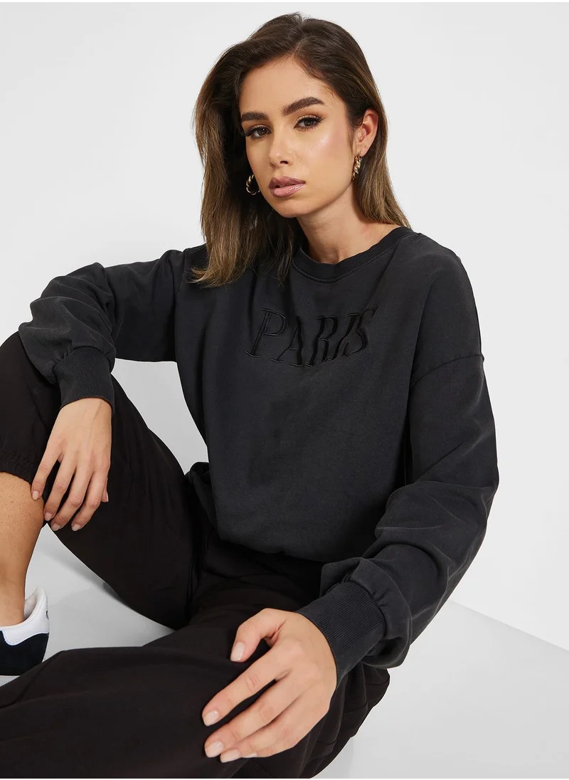 ONLY Embroidered Knitted Sweatshirt