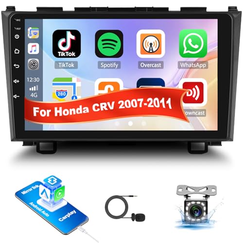 Camecho Car Stereo for Honda CRV 2007-2011 Car Radio,MP5 Player with Apple Carplay Android Auto Mirror Link, 9" Touch Screen Car Radio with Bluetooth Backup Camera FM SWC Dual USB Input - Image 1