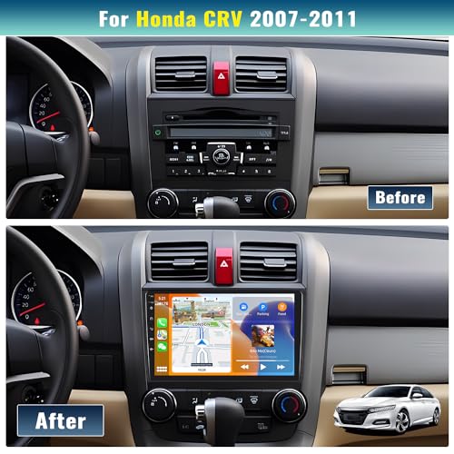 Camecho Car Stereo for Honda CRV 2007-2011 Car Radio,MP5 Player with Apple Carplay Android Auto Mirror Link, 9" Touch Screen Car Radio with Bluetooth Backup Camera FM SWC Dual USB Input - Image 3