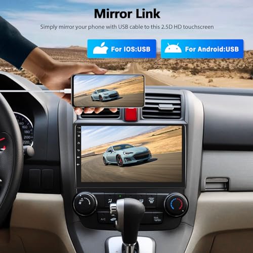 Camecho Car Stereo for Honda CRV 2007-2011 Car Radio,MP5 Player with Apple Carplay Android Auto Mirror Link, 9" Touch Screen Car Radio with Bluetooth Backup Camera FM SWC Dual USB Input - Image 5