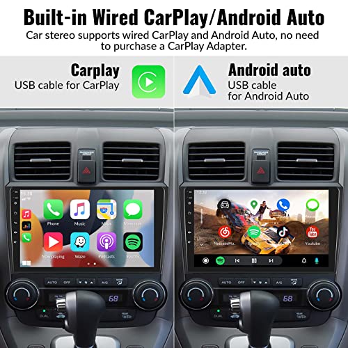 Camecho Car Stereo for Honda CRV 2007-2011 Car Radio,MP5 Player with Apple Carplay Android Auto Mirror Link, 9" Touch Screen Car Radio with Bluetooth Backup Camera FM SWC Dual USB Input - Image 4