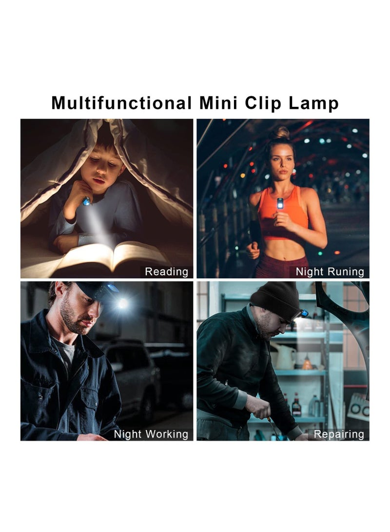 2Pcs Mini Headlamp Rechargeable Cob Work Light with Clip 1000LM 3 Hours Battery Life Super Bright Pocket Keychain Hat