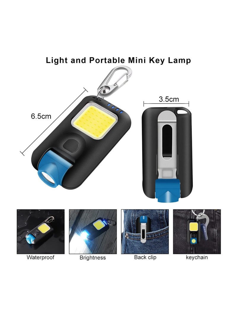 2Pcs Mini Headlamp Rechargeable Cob Work Light with Clip 1000LM 3 Hours Battery Life Super Bright Pocket Keychain Hat