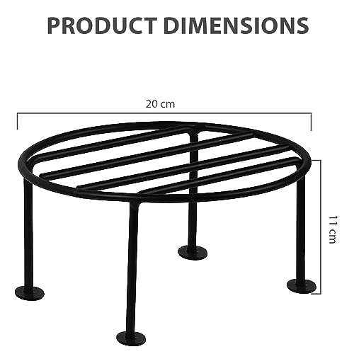 ORILEY Round Plant Stand Galvanised Metal Flower Pot Holder Gamla Support Corner Rack Outdoor Display Shelf for Home Garden Balcony Decoration - (Pack of 2, Black) - Image 3