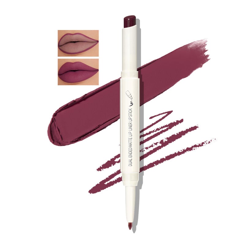 Boobeen Double-ended Lipstick Lip Liner Makeup Velvet Lipgloss Lipstick, Creamy Lip Pencil for Women Matte Long-lasting Matte Satin Finish, Nourishing and Non-fading (06#) - Image 1