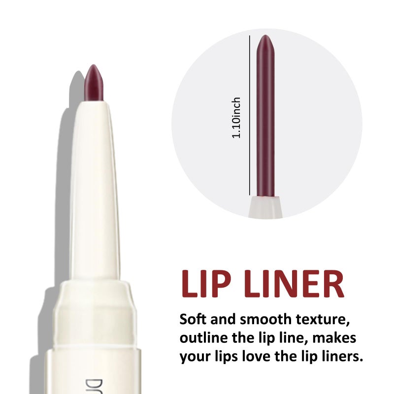 Boobeen Double-ended Lipstick Lip Liner Makeup Velvet Lipgloss Lipstick, Creamy Lip Pencil for Women Matte Long-lasting Matte Satin Finish, Nourishing and Non-fading (06#) - Image 2
