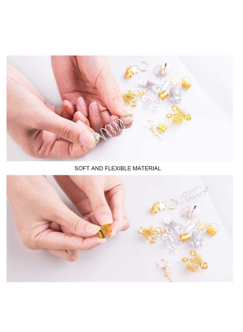 Barakah 222 PCS Aluminum Hair Coil with Box Hair Rings Hair Braid Rings with Metallic Cord - Perfect for Braids, Updos and More - Image 4
