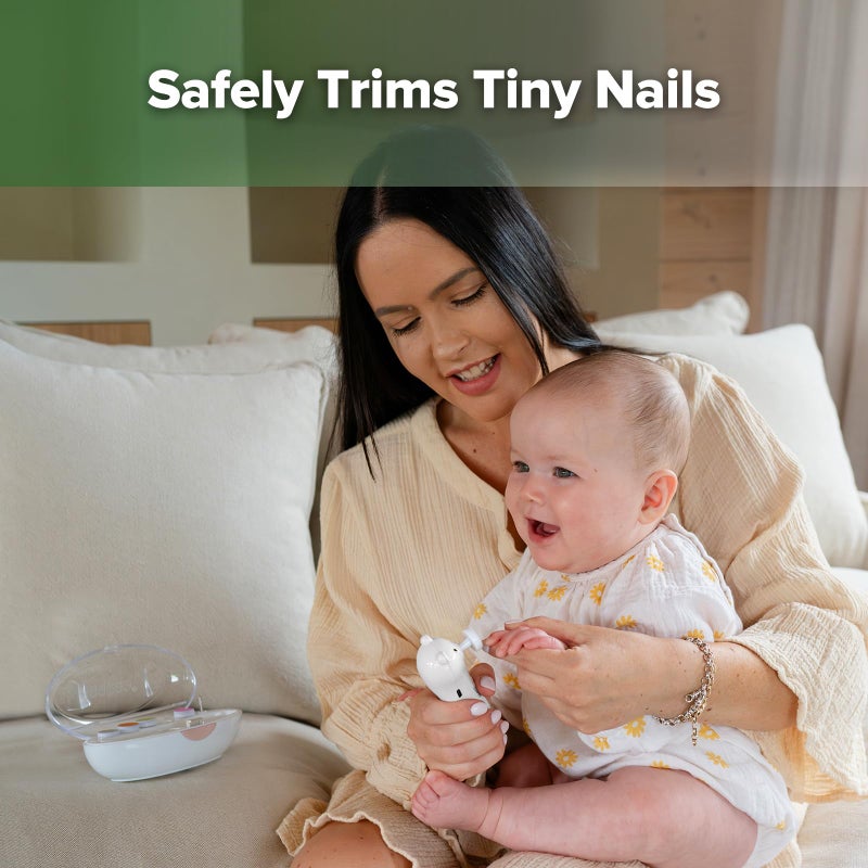 haakaa Rechargeable Baby Nail File Baby Nail Trimmer Electric with LED Light, Rechargeable Baby Nail Clippers for Newborn/Adults Toes and Fingernails, Additional Replacement Heads & Charging Cable - Image 2