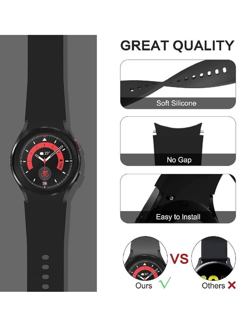 Beauenty Strap Samsung Galaxy Watch 5, 20mm Silicone Band Sport Straps for Galaxy Watch 7 40mm 44mm/Galaxy Watch 5 Pro 45mm/Galaxy Watch 6 40mm 44mm/Galaxy Watch 6 Classic 43mm 47mm/Galaxy Watch 4 Wristband - Image 2