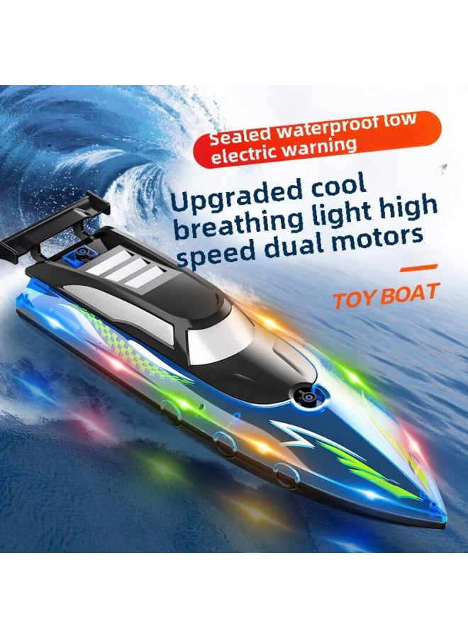 【Direct Supply】 2.4G Double Oars High-speed Remote Control Boat Waterproof Double Motor Light Competitive Children's Toy Rowing Boat-Color:Large Remote Control Boat 3702-2 Blue-Specifications:Luxury Three-power Version - Image 2