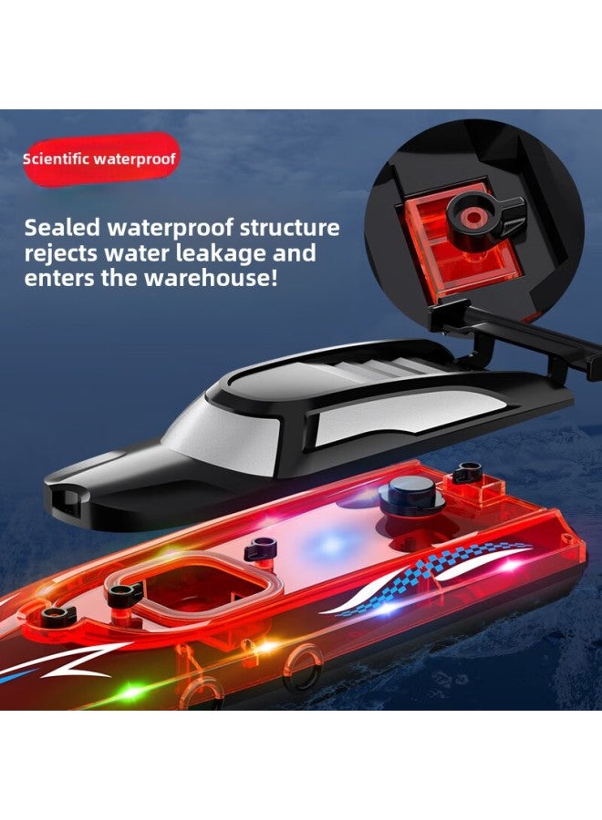 【Direct Supply】 2.4G Double Oars High-speed Remote Control Boat Waterproof Double Motor Light Competitive Children's Toy Rowing Boat-Color:Large Remote Control Boat 3702-2 Blue-Specifications:Luxury Three-power Version - Image 4