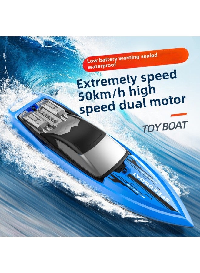 【Direct Supply】 2.4G Double Oars High-speed Remote Control Boat Waterproof Double Motor Light Competitive Children's Toy Rowing Boat-Color:Large Remote Control Boat 3702-2 Blue-Specifications:Luxury Three-power Version - Image 1