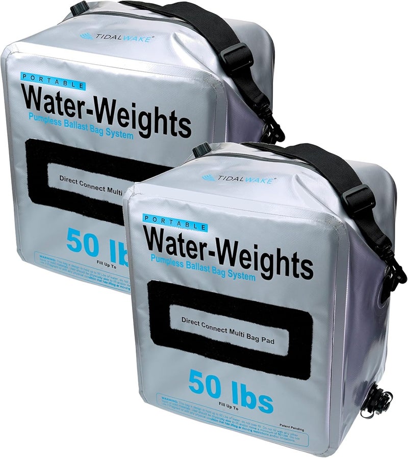 Tidal Wake Water Weights Ballast Bags for Boats – 2-PK Pumpless Heavy Duty Portable Weights for Wakesurf, Wakeboarding, Hydrofoil –50 lbs Capacity, Easy Fill & Dump, Folds Flat for Storage, Save Fuel - Image 1