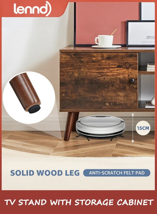 LENND TV Cabinet for 55 60 inch TV, TV Entertainment Center with Storage Cabinet, TV Mid Century Vintage Media Console Table, Adjustable Hinge, Wooden Television Furniture for Living Room, Office - Image 5