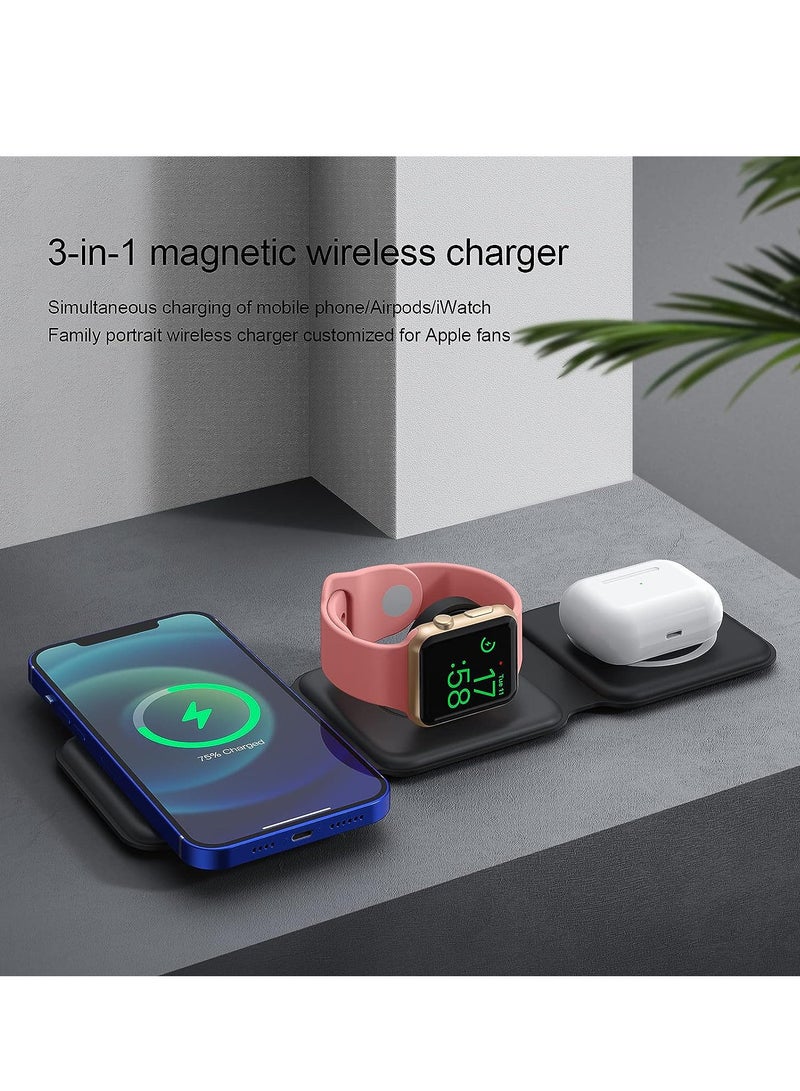 Next Life 3 in 1 Foldable Wireless Magnetic Charger 15W Fast Charging Pad for iPhone Wireless Charger for iWatch and Earbuds - Image 1
