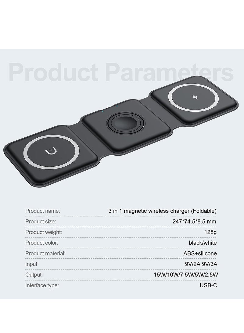Next Life 3 in 1 Foldable Wireless Magnetic Charger 15W Fast Charging Pad for iPhone Wireless Charger for iWatch and Earbuds - Image 4