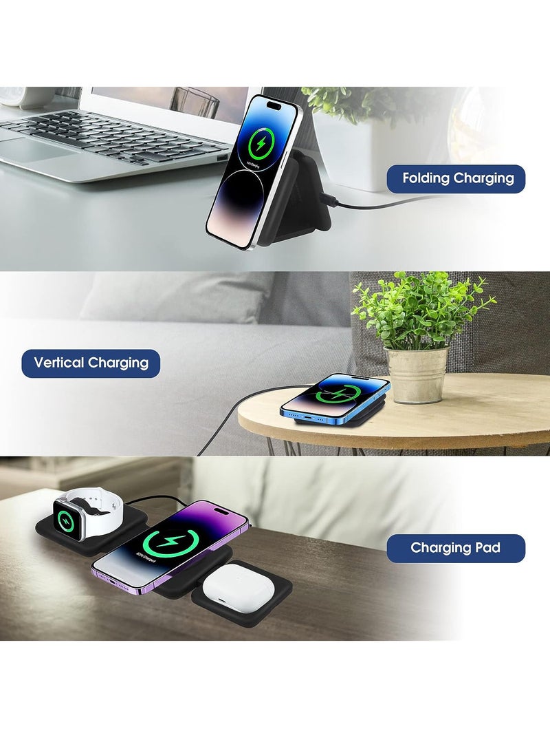 Next Life 3 in 1 Foldable Wireless Magnetic Charger 15W Fast Charging Pad for iPhone Wireless Charger for iWatch and Earbuds - Image 2