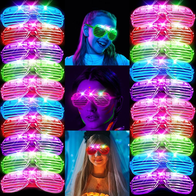 SHQDD 24 Pack LED Glasses Glow in the Dark Party Supplies 5 Neon Colors with 3 Flashing Modes Glow in the Dark Sunglasses Toys Bulk Neon Party Favors for KidsAdult Birthday Halloween Holiday - Image 2