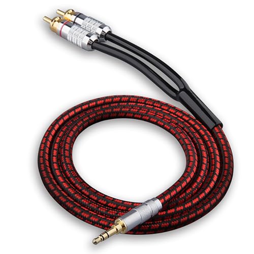 Primeda Audiophile High Purity Copper Audio Cable 35mm Male to 2 RCAPhono Male Audio Auxiliary GoldPlated Stereo HiFi Y Splitter Adapter Cable Straight 35mm to 2 RCA 164ft5m - Image 1