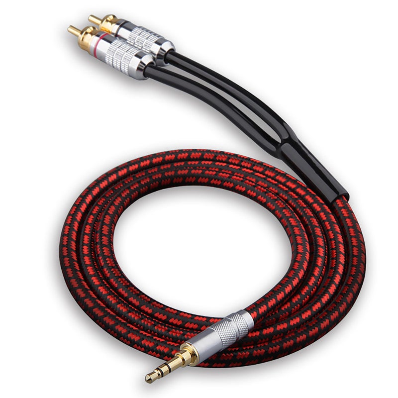 Primeda Audiophile High Purity Copper Audio Cable 35mm Male to 2 RCAPhono Male Audio Auxiliary GoldPlated Stereo HiFi Y Splitter Adapter Cable Straight 35mm to 2 RCA 164ft5m - Image 2