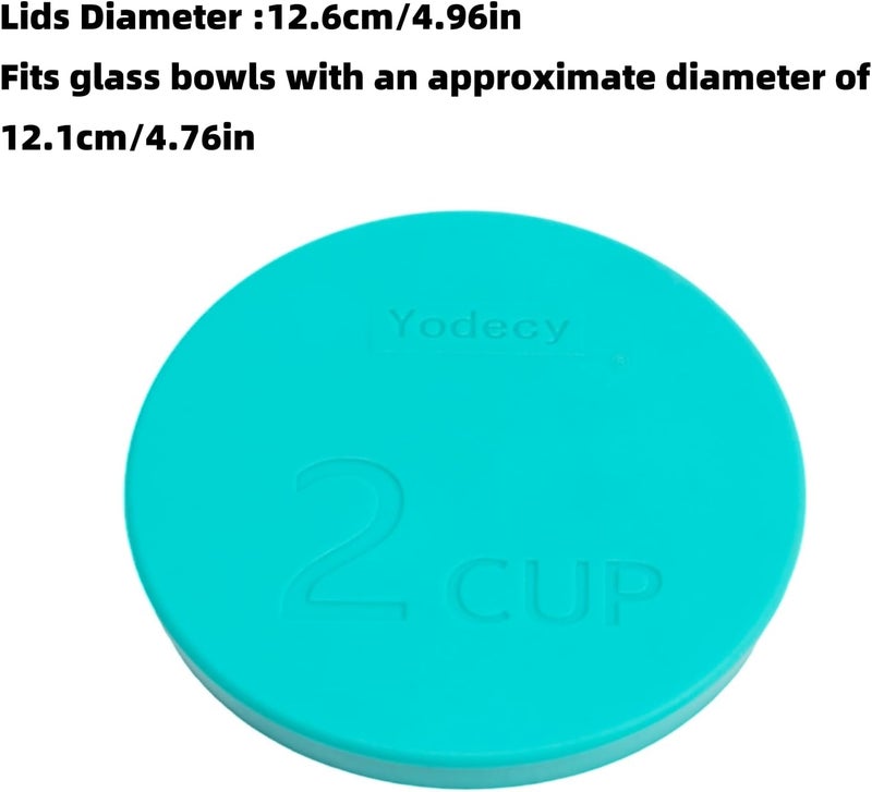 Yodecy Silicone Bowl Lids fit Pyrex Glass Bowls 7200-PC 2 Cup, Silicone Bowl Lids fit Anchor Hocking Glass Bowls 7200-PC 2 Cup,Replacement Lids 4.76in(4 Pack Blue-green,Container not Included) - Image 2