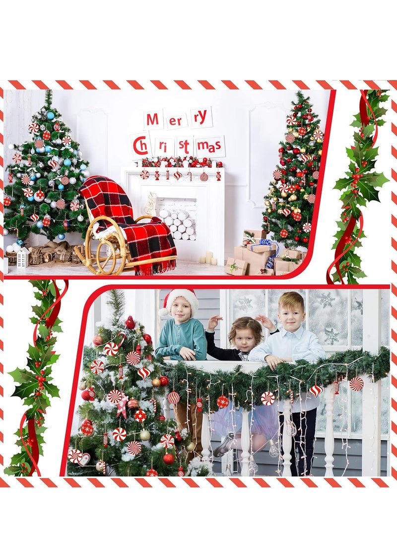24pcs Candy Cane Christmas Ornaments Wooden Hanging Decoration Christmas Tree Openwork Mint for Family Party Decoration Supplies (Candy Style) - Image 4