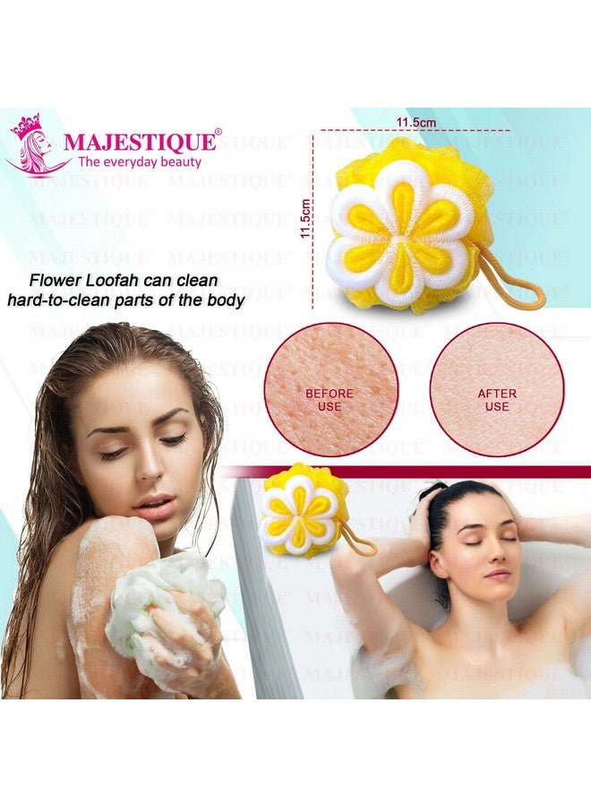 Majestique Experty Designed Net Cleanse Flower Loofah, Long Belt Bath Loofah | 100% Silicone Bath Scrub Belt, Body and Skin Belt - Stretchable Body Back Scrubber (Pack of 2) - Image 3