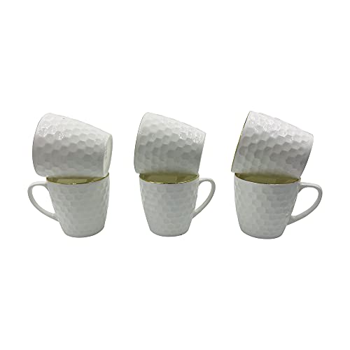 Home-Cart CTPL Ceramic Fine Bone China Tea Cup Coffee Cup - 6 Pcs, Size-160 ML (Color - White& Gold) - Image 5