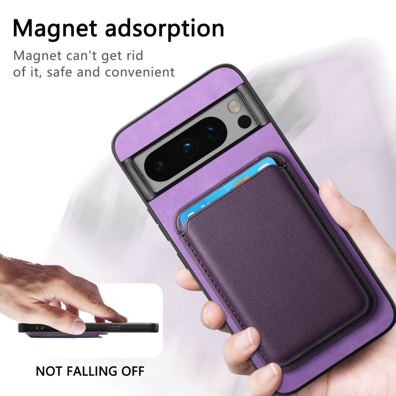 HuHa Protective Cover For Google Pixel 8a Retro Magsafe Card Bag PU Back Cover Phone Case(Purple) - Image 5