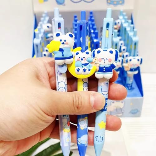 DEOXY Fancy Gel Pens for Kids, 6 Piece Retractable Gel Pen Set, Waterproof Gel Pens, for Students, Blue Ink (JD-2247) - Image 3