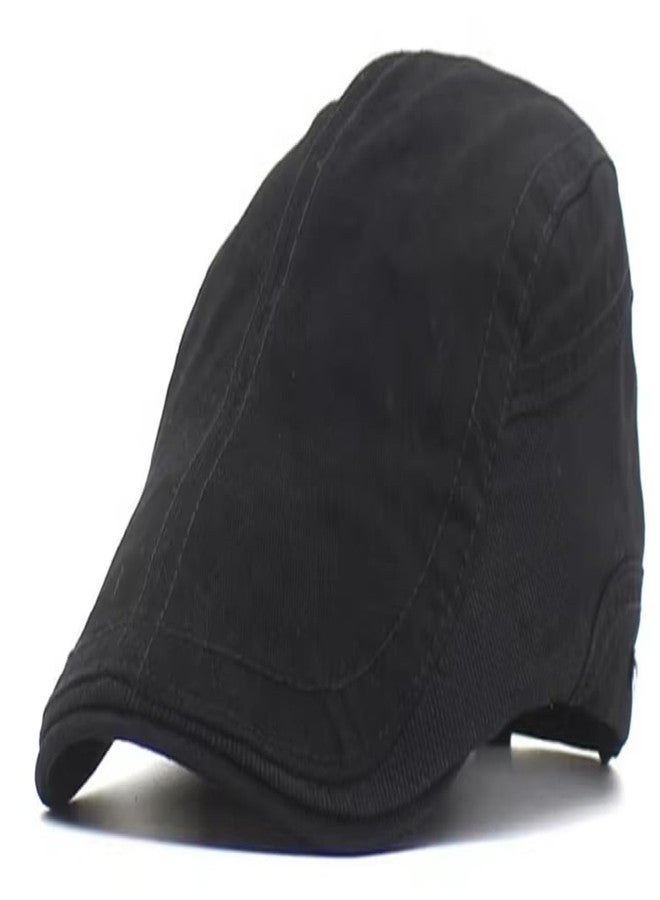 Zacharias Men's Cotton Beret Golf Ascot Cap A-27 (Black_Free Size) (Pack of 1)