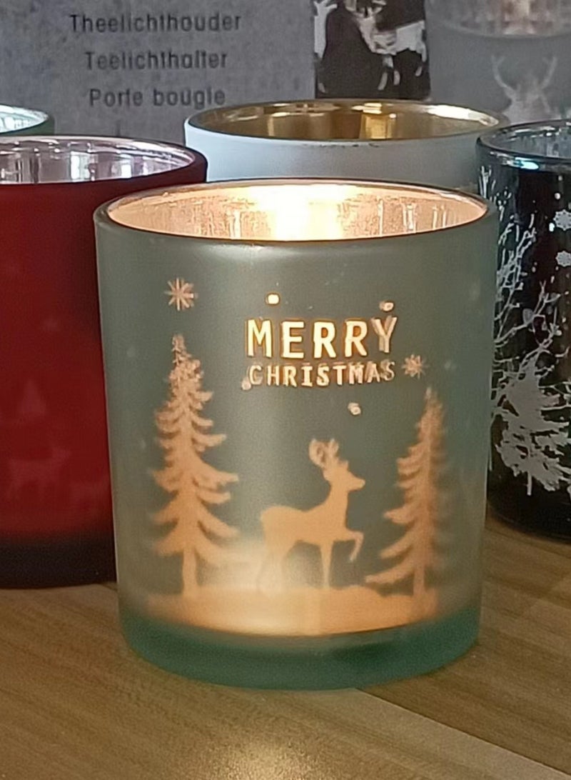 Christmas Candle Cup European Style Electroplated Glass Candle Holder Red Home Festival Desktop Decoration Candle Holder 