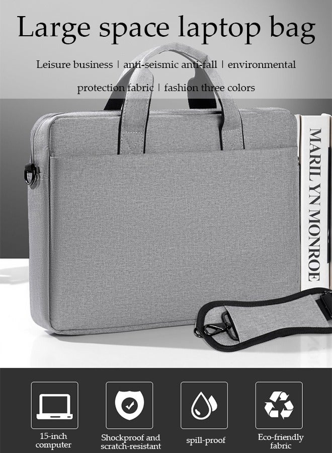 DUNISO Laptop bag, waterproof Oxford cloth shoulder bag, storage bag, with detachable shoulder pads and luggage straps, scratch resistant, anti collision, and drop resistant, suitable for 15 inch laptops, gray - Image 2