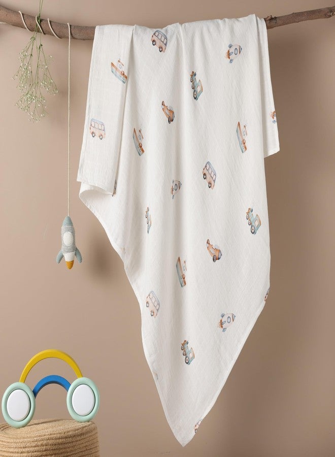 Cugo Soft and Cozy Baby Swaddle Blanket, Adjustable Infant Wrap for Comfortable Sleep, Blend of Breathable Cotton and Soft Bamboo Fabric, Perfect Newborn Gift (Little Voyagers) - Image 1