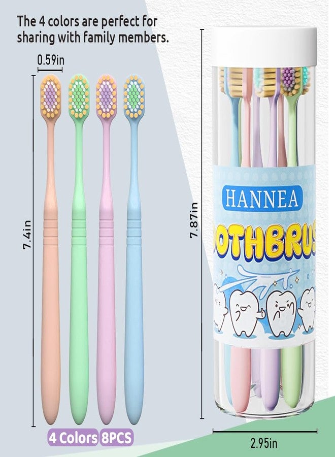 Hannea فرشاة أسنان هانيا® بشعيرات ناعمة لمجموعة فرش أسنان للبالغين 8 قطع رأس دائري لتنظيف الأسنان تصميم فائق النحافة وناعم للغاية مناسب للأسنان الحساسة عائلة حزمة ضخمة - Image 2