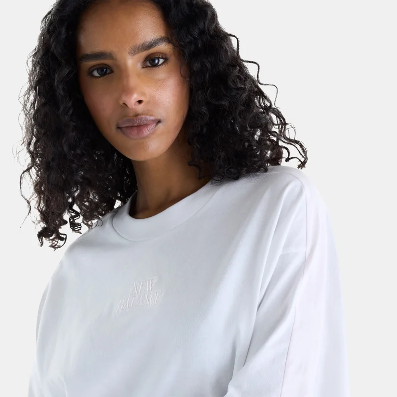 New Balance White Women's Sport Linear Graphic T-Shirt for Women | Best Price UAE