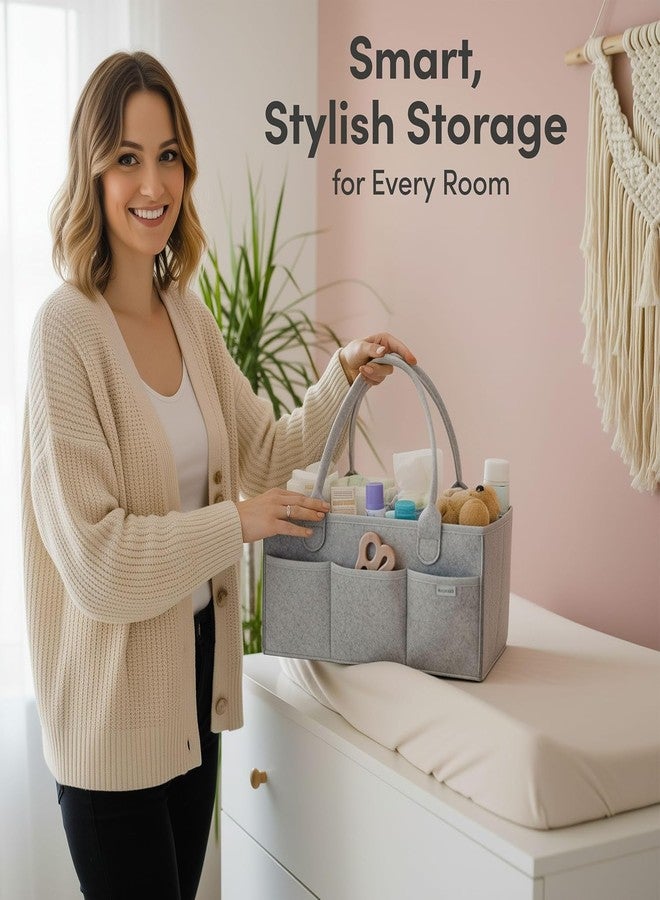 PiyuBind Baby Diaper Caddy Organizer - Large Nursery Storage Basket for Changing Table, Diaper Station & Car, Baby Shower Gift & Registry Must-Have, Newborn Essentials Organizer for Boy or Girl - Grey - Image 5