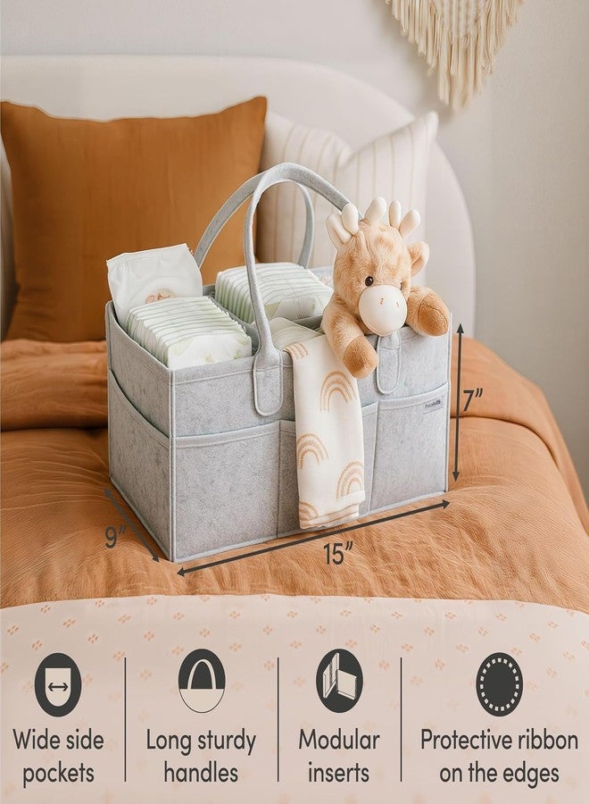 PiyuBind Baby Diaper Caddy Organizer - Large Nursery Storage Basket for Changing Table, Diaper Station & Car, Baby Shower Gift & Registry Must-Have, Newborn Essentials Organizer for Boy or Girl - Grey - Image 4