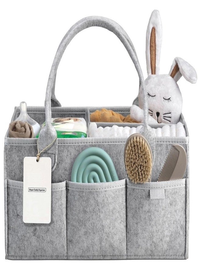 PiyuBind Baby Diaper Caddy Organizer - Large Nursery Storage Basket for Changing Table, Diaper Station & Car, Baby Shower Gift & Registry Must-Have, Newborn Essentials Organizer for Boy or Girl - Grey - Image 1